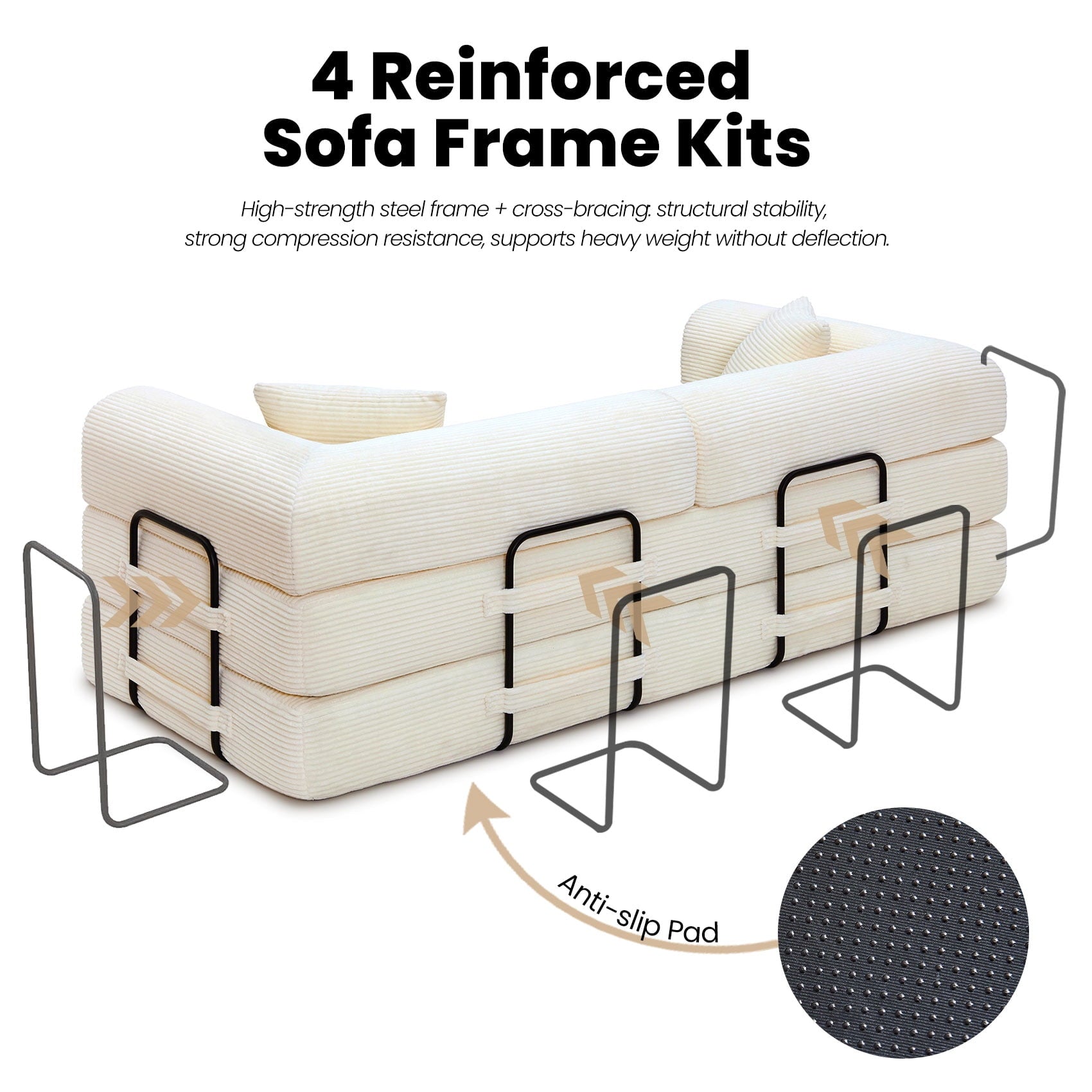 79'' Convertible Sofa Bed, High-Density Sponge Foldable Floor Couch, 5 in 1 Modular Sleeper for Living Room and Bedroom