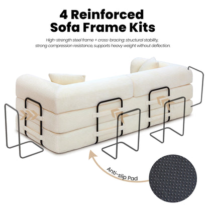 79'' Convertible Sofa Bed, High-Density Sponge Foldable Floor Couch, 5 in 1 Modular Sleeper for Living Room and Bedroom