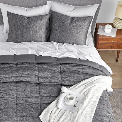 Grey King Comforter Set, 3 Pieces Reversible Cooling & Breathable, Alternative Bedding Comforter Set (106"X90")