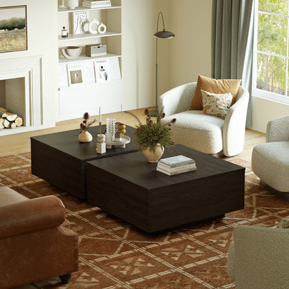 Lift Top Coffee Table with Storage, Square Coffee Table and Modern Farmhouse Center Table for Living Room, Espresso Black