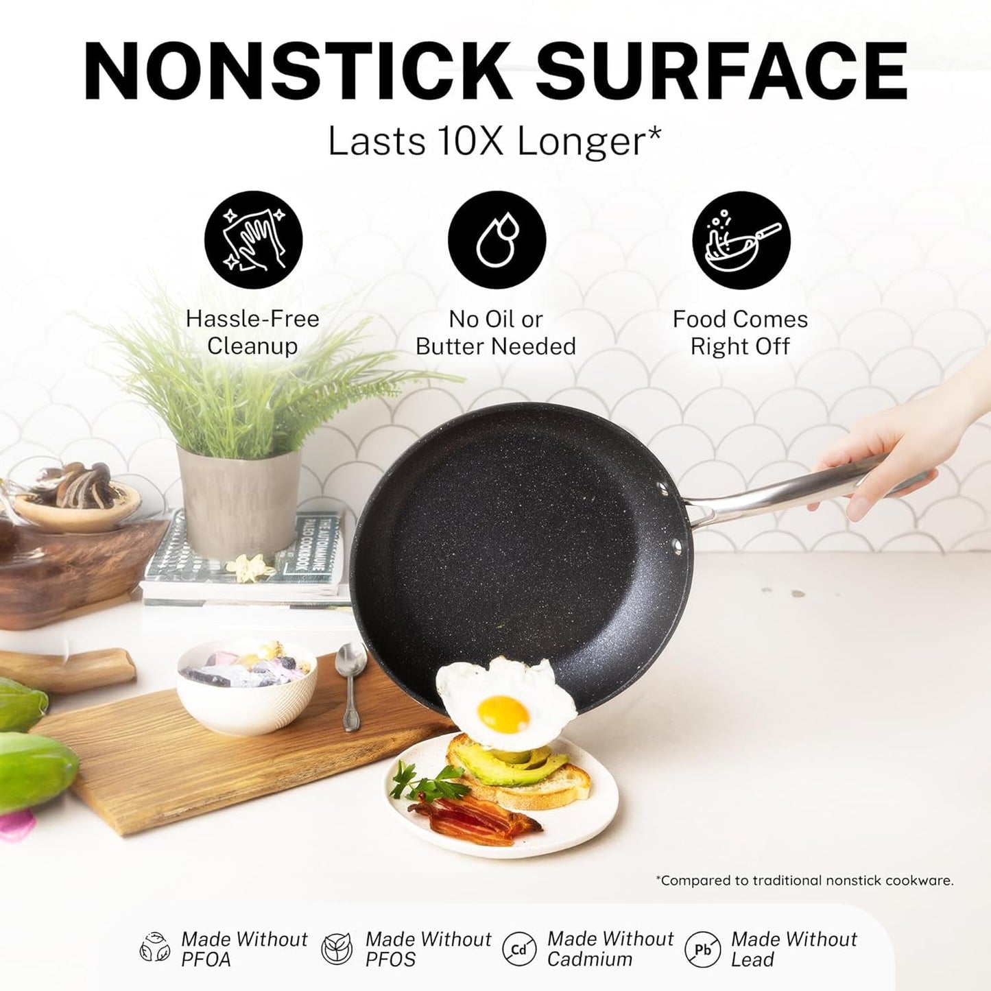 20 Pc Complete Pots and Pans Set Non Stick, Pot and Pan Set Cookware Set with Deep Frying Pan and Bakeware, Non Stick Pots and Pan Set with Utensils, Oven/Dishwasher Safe, Black